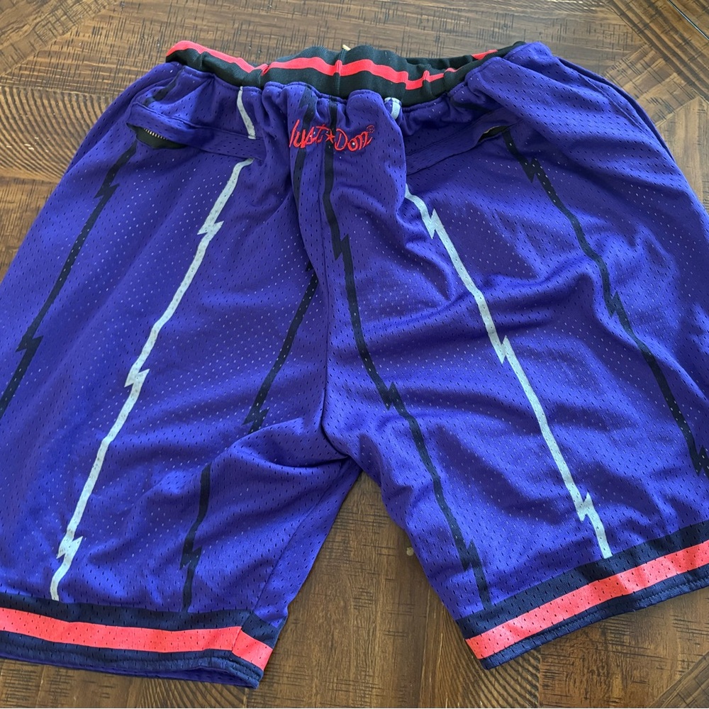 Nike Men's Blue Athletic Shorts with Black and Red Accents